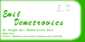 emil demetrovics business card